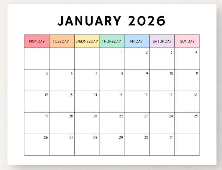 january 2026 calendar with holidays and festivals pdf